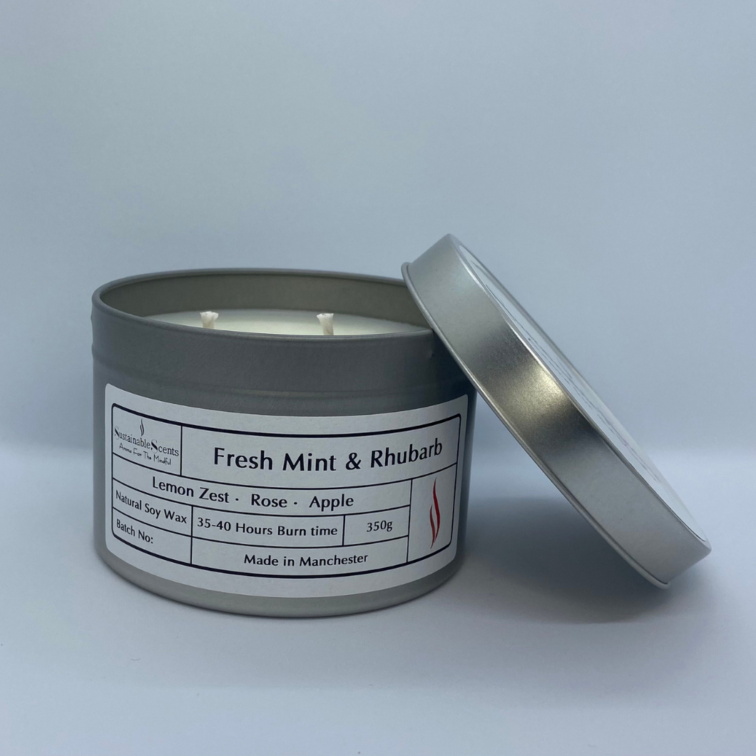 Fresh Mint & Rhubarb Large Soy Candle